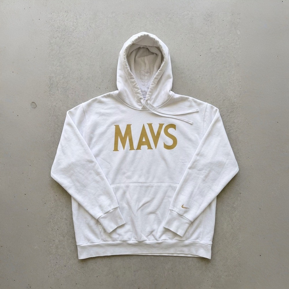 Nike Dallas Mavericks Hoodie Mens 2XL XXL White Gold NBA City Edition Pullover